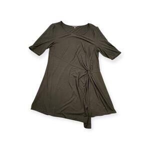 Vision 155 Dress Women S Black‎ Short Sleeve Knot Detail Rayon Knit Workwear